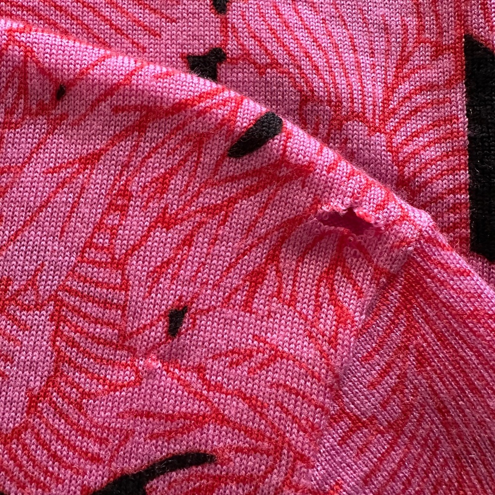 Diane Von Furstenberg Black and Pink Floral Print Knit Dress - Picture 6 of 7